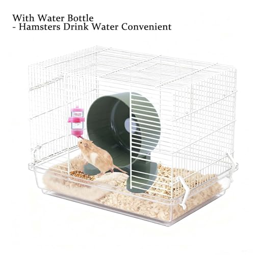 6.5" Hamster Exercise Wheel with Drinking Bottle, Hamster Exercise Wheel for Gerbils, Syrian & Dwarf Hamsters, Chinchillas, Hamster Running Wheel Noiseless Spinning Design for Other Small Pets, Green - color: Green, size: 6.5" with Drink Bottle