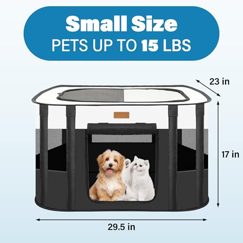 Dog Playpen - Foldable Cat Play Pens for Pubby,Kitten, Rabbit,Portable Pet Tent with Carring Bag for Indoor/Outdoor Travel Camping (Black-Small) - color: Black, style: Small