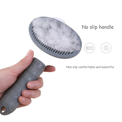 Cat Brush for Shedding, Self Cleaning Slicker Brush for Long Haired Cats, Deshedding Grooming Tool for Indoor Cats with Easy Release Button System (Blue)