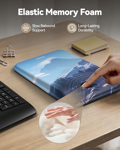 TECKNET Ergonomic Mouse Pad with Wrist Rest, Comfortable Relieves Pain | Built-in Memory Foam and Ergonomic Slope Design Relieves Carpal Tunnel Syndrome Pain, Mousepad for Office Gaming - color: Mountain Peak