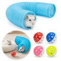 Hamster Collapsible Tunnel Tube Toys with 4 Bell Balls, Expandable Small Animal Hideout Exercise Toy 7.8inch Unextended 32.7inch Extended for Guinea Pig Gerbil Rat Ferret (Blue) - color: Blue
