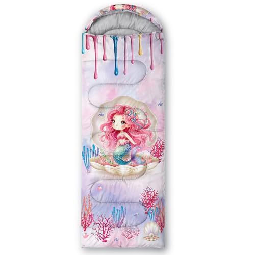 HOSIMA Dear Hunting Pattern Cold Weather Sleeping Bags for Kids Adults. | Black Light Weight Waterproof Sleeping Bags for Outdoors Hiking - color: Pink-b