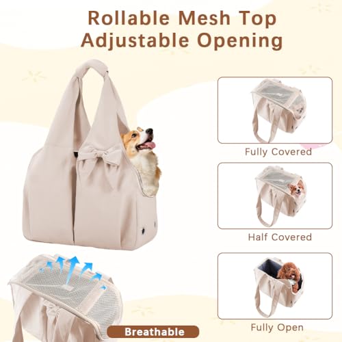 Lightweight Dog Purse Carrier for Small Dogs, Soft-Sided Pet Tote Bag with 4 Large Pockets,Dog Bag Carrier for Travel Outdoor, Smart Zipper Lock, Fits Pets up to 15 lbs, Cat, Dog, Rabbit