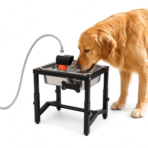 2 Gallon Elevated Large Dog Water Bowl, Automatic Dog Water Bowl Dispenser, 4 Adjustable Height Raised Dog Bowl Stand for Large Breed Relief Joint Pressure, Easy Clean for Indoor & Outdoor Uses - size: 256 oz