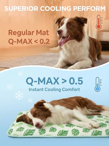 Cooling Mat for Dogs,Stylish Patterns,Self Cooling Indoor Outdoor | Instant Cooling,No Gel,100%Non-Toxic,Claw-Proof,Anti-Slip,Washable,for dog creat,dog bed,Leaf M - color: Leaf, size: 30"x20"(Medium)