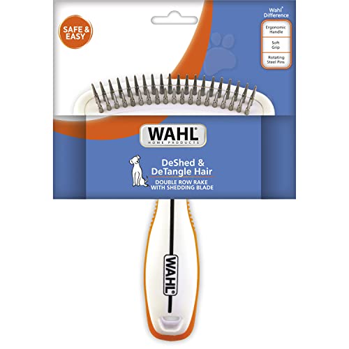 Wahl 2-in-1 Combination Double Row Pet Rake with Hair Shedding Blade | De-Shed And Detangle Dog Or Cat Fur With One Combo Tool, The Brand Used By Professionals – Model 858424 - size: 1 Count (Pack of 1)
