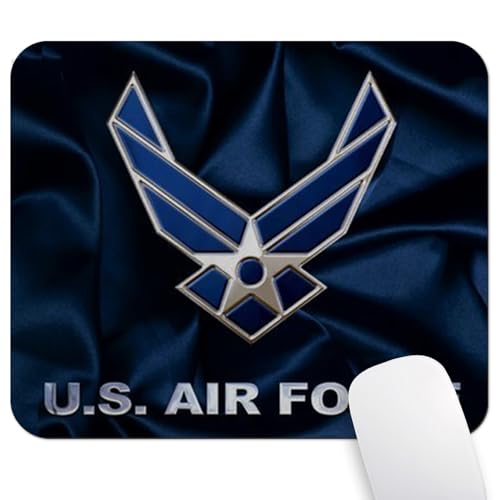 US Air Force Patriotic Military Mouse Pad, Navy Blue Satin Art Desk Mat | American Armed Forces,9.5"x 7.9", Cute Smooth & Anti-Slip Mousepad, USAF Veteran Gift - color: Navy Blue