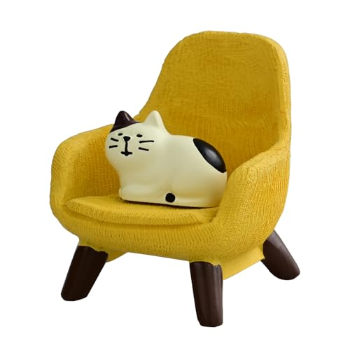 Mevodeata Cute Mini Cat Figurine with Small Sofa Resin Cat Figure for Office Home Decor - Cute Cat Gift for Cat Lovers (Yellow Sofa) - color: Little Cat-yellow