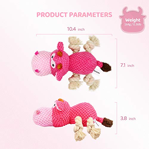 IOKHEIRA Indestructible Dog Squeaky Toys for Large Aggressive Chewers, Stuffed Animals with Cotton Material and Crinkle Paper, Durable Chewing Toys - color: Shocking Pink