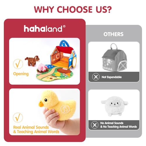 hahaland Baby Toys 6-12 Months, Surprise Barn Farm Animals with Sounds Word | 6PCS Farm Toys Montessori Toys for 6 Month Old Baby Gifts Toddlers Christmas Birthday Gift 1 Year Old Boy Girl Gifts