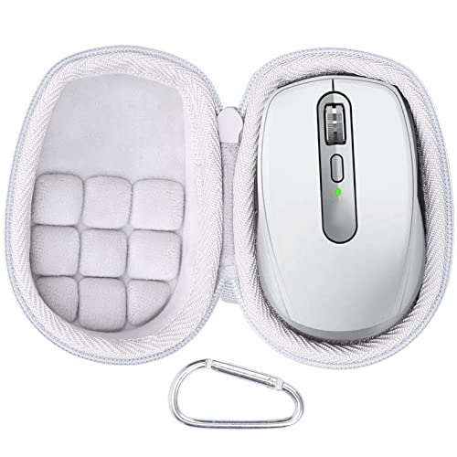 co2CREA Hard Case for Logitech MX Anywhere 3S/3/2S/2 Mouse, Pale Grey | Compact Performance Mouse Compatible, Protective EVA Carrying Storage Bag with Shockproof Foam Cushion and Carabiner - color: Pale Grey Case