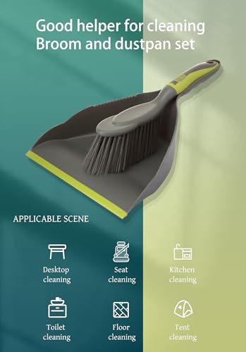 WDDBHSKN Dust pan Broom Dustpan Brush - Dust Pans with Brush, Dustpan and Brush Set, Handheld Broom and Dustpan Set are Used to Clean Kitchens, Floors, Tables, and Animal Cages. - size: 1 count