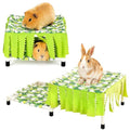 Guinea Pig Hideout with Fringe Curtain, Guinea Pig Bed | Small Animal Tent Hideaway, Stable Shelter Hut for Guinea Pig, Rabbit, Ferret, Chinchilla, Rat and Squirrel - color: Green