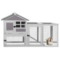 Large Rabbit Hutch Outdoor Indoor, Bunny Cage with 4 Access Areas & Pull-Out Leak-Proof Trays, Waterproof Roof Wooden Bunny Hutch for 1-2 Rabbits, Guinea Pigs, Chickens - color: Grey-XZ7002