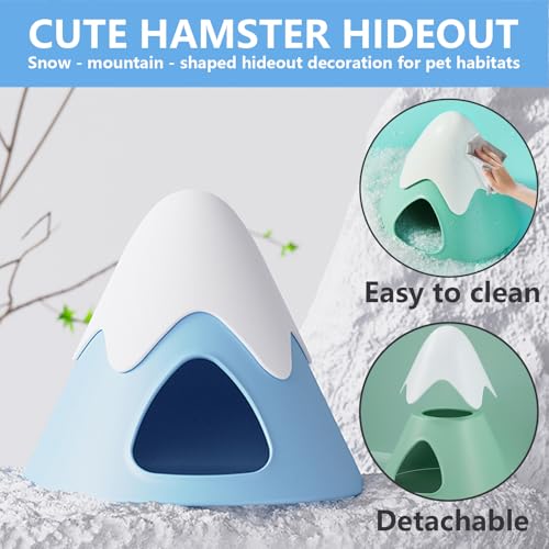 Hamster Hideout, Snowy Mountain Shape Hamster Hide House,Cute Small Animal Habitat Hideaway Hut for Syrian Hamsters, Mice, Gerbils, Rats (Blue) - color: Blue