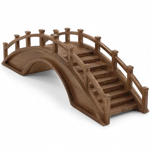 LOGOFUN Medium Wooden Arch Bridge 20 cm for Bonsai Landscapes | Provides Themed Detail to Shelves, Desks, Mantels, and Display Cabinets, For Collections, and Room Decor