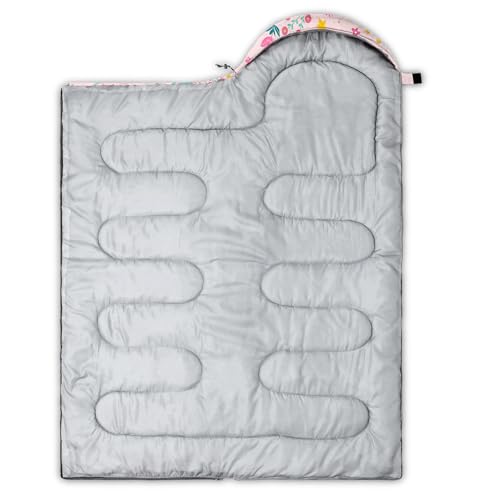 QOOMO Camping Sleeping Bags,3 Season Warm & Cool Weather,Lightweight,Waterproof Sleeping Bags for Adults & Kids,Traveling,and Outdoors,Camping Gear Equipment - color: Floral Cat 5
