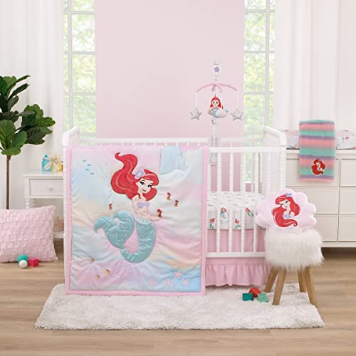 NoJo Disney Ariel Watercolor Wishes Pink, Lavender, Aqua, and Orange, One of a Kind Ombre Sherpa Super Soft Baby Blanket - color: Ariel Watercolor