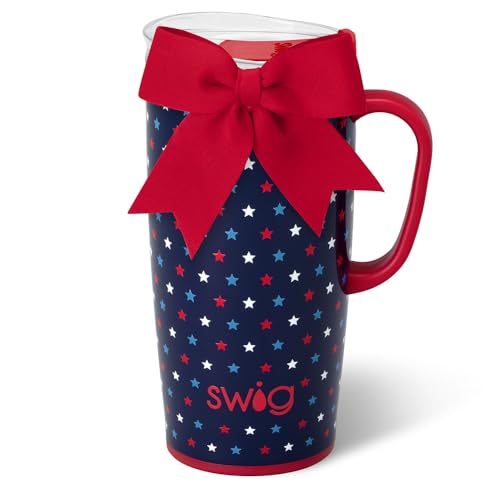 Swig Life 22oz Insulated Travel Mug with Handle & Lid, Oh My Stars | Triple Insulated Stainless Steel - Handle & Lid Included - Keeps Coffee Hot or Cold - Cup Holder Friendly - color: Oh My Stars, size: 22 Ounces