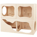 Hamster Hideout Wooden House,Hamsters Multi Chamber Hideout,Small Animal Habitat for Clear Observation,Hamster Toys for Dwarf Hamstersm,Gerbils, Hedgehogs, Rats, Mice - color: Living Room + Study Room+ Bedroom