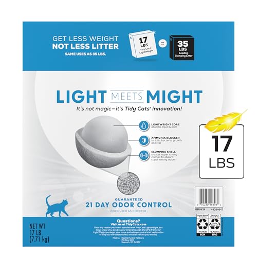 Purina Tidy Cats LightWeight Instant Action, Odor control, Multi-Cat, Clumping, 99.9 Percent Dust Free Cat Litter - 17 lb. Box