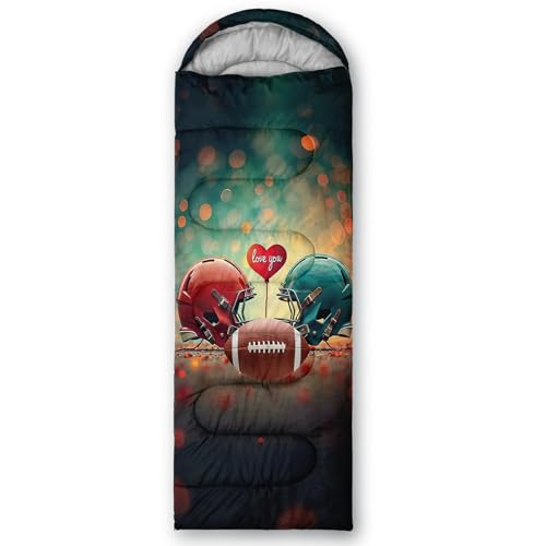 QOOMO Camping Sleeping Bags,3 Season Warm & Cool Weather,Lightweight,Waterproof Sleeping Bags for Adults & Kids,Traveling,and Outdoors,Camping Gear Equipment - color: american football