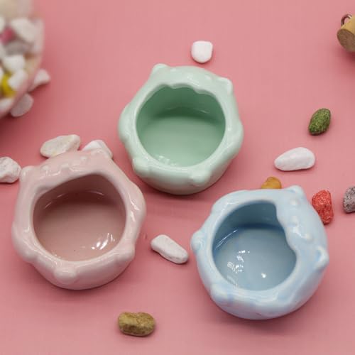 Small Ceramic Pet Hamster Bowl, Easy to Clean Anti Flipping Small Animal Bowls, Hamster Food and Water Bowl for Golden Bears, Rabbits, Hedgehogs, Dutch Pigs, Parrots (Blue) - color: Blue