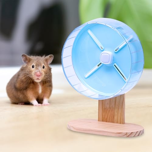Toyvian Hamster Wheel Stand, Silent Wooden Exercise Wheel Holder for Small Pets