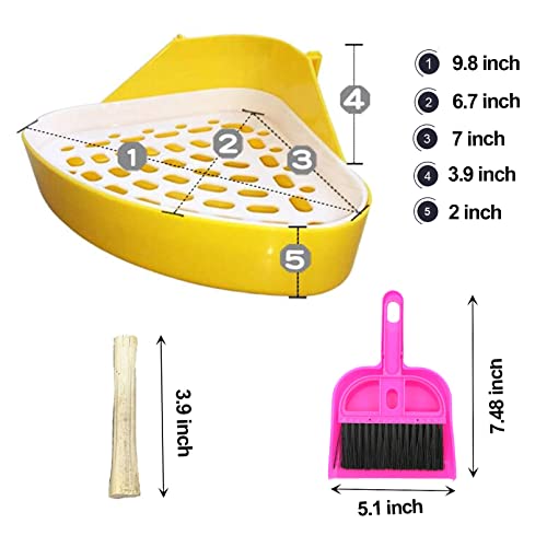 kathson Triangle Potty Trainer Corner Bunny Toilet Guinea Pig Litter Bedding Plastic Box Pet Pan for Rabbit Chinchilla Hamster Ferret Small Animal (Yellow) - color: Yellow