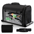 Sanmoncare Bird Carrier Bag Cockatiel Travel Cage with Stand, Lightweight Travel Carrier for Small Bird, Portable Parrot Travel Bag, Pet Transparent Travel Backpack - color: Black