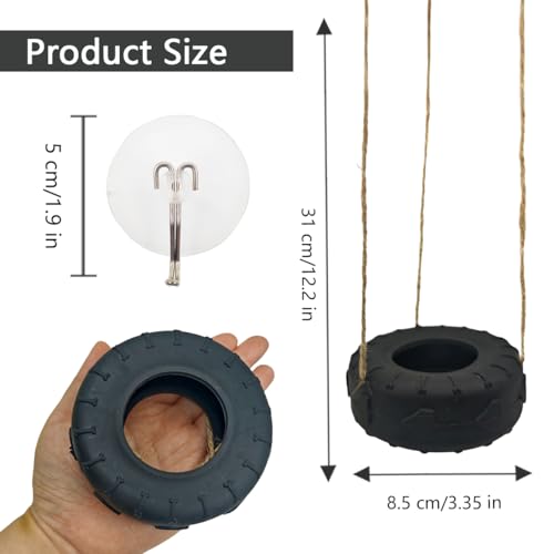 Colours Hermit Crab Tire Swing,Suction Cup Hook Climbing Toy,Hermit Crab Terrarium Accessories - A Must-Have for Any Reptile Amphibian Small Aquatic Animals Lover(Black) - color: Black