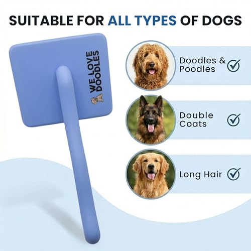 Slicker Brush for Dogs, Pet Grooming Brushes for Doodles & Poodles, Large | Best Brush For Long Haired Dogs, Dematting Comb & Deshedding Tools For Goldendoodle Coats, Puppy Matting Grooming Supplies - size: Large