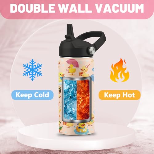 Duck Gifts, 16 oz Water Bottle with Straw Lid, Stainless Steel Insulated Water Bottle, Cute Duck Cup Gifts for Birthday Chritmas (1pcs) - color: Duck