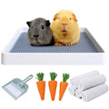 PODOO Rabbit Litter Box – Training Potty Tray for Guinea Pig & Small Pets · Spacious Grid Pan with Low Entrance, Easy-Clean & Odor-Resistant—Helps Keep a Clean Cage and Reduce Mess - size: Medium+cleaning tools