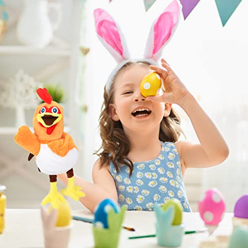 Easfan Chicken Hand Puppet with Movable Mouth Plush Toy Gift for Kids 11" | Role play preschool teaching, cute Chicken stuffed animal, creativity imagination, Easter Christmas birthday holiday gift - style: Chicken