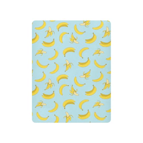 Banana Print Baby Crib Sheets for Boys Girls 27x39 Inch | Cartoon Delicious Tropical Fruit Playard Sheets Toddler Bed Sheets Yellow and Blue Fitted Unisex Mini Crib Mattress Cover - color: Blue, size: 39*27*5 In