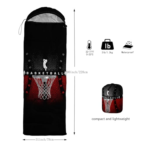 Axolotl Gamepad Sleeping Bag,3 Season Warm and Cool Weather Game Console Sleeping Bag for Boys Teens,Waterproof Lightweight Geometry Hexagonal Sleeping Bag for Traveling,Outdoors Camping,Blue,Black - color: Basketball02