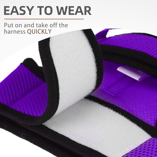 PUPTECK Soft Mesh Cat Vest Harness and Leash Set Puppy Padded Pet Harnesses Escape Proof for Cats Small Dogs Rabbits Bunny - color: Purple, size: M(NECK 7", CHEST 10.5", 4-6 lbs)