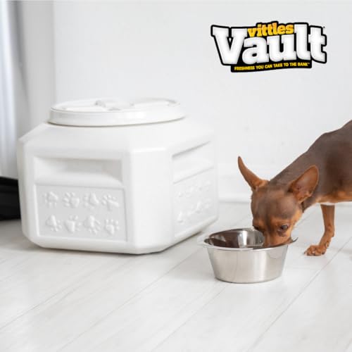 Vittles Vault Traditional Pet Food Storage Container For Dog Kibbles/Bird Seed/Oatmeal/Rice/Flour/Cereal, BPA Free Plastic, Sealed Airtight For Cat Food, Up To 30 lb, Made in USA, With Scoop, Gray - size: 30 Pounds