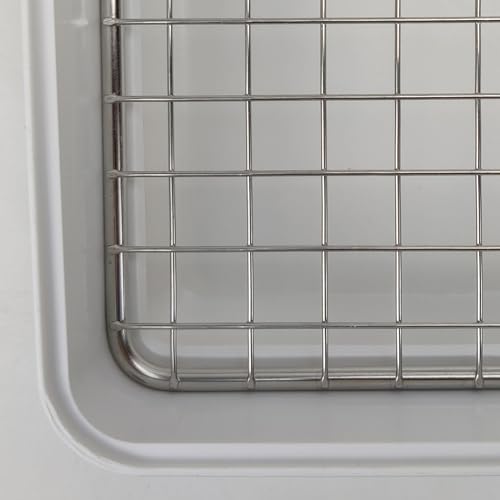 Rabbit Litter Box with Grid 22x18in, Potty Training Pan for Adult Animals | Rabbit Litter Box with Grid, Bunny Litter Tray for Cage, Potty Training Pan for Animals. - size: L (+1 metal grate with Large Hole)