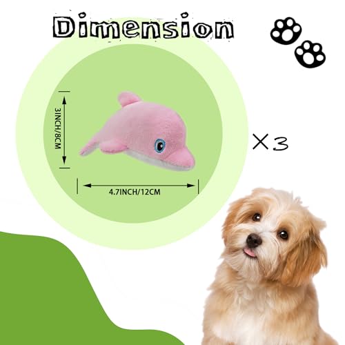 Dog Hide and Seek Toys Puppy Chew Squeaky Toys Plush Mushroom&Bamboo&Shell Hideout Stuffing with Squeakers Animals (3Pcs Squeaky Dolphin Pink) - color: 3Pcs Squeaky Dolphin Pink