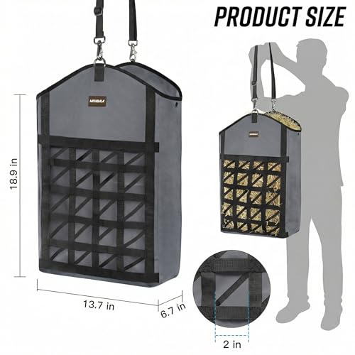 Ultra-Slow Feed Hay Bag for Horses, 3 Packs Hay Bags with Net Front Design,Wide Opening for Easy Filling,Two Types of Hanging for Feeding Goats, Sheep and Donkeys (1 Black+2 Grey) - color: 1 Black+2 Grey