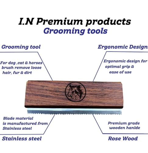 Original Deshedding Grooming Tools for Dogs, Cats & Horse Easy Ergonomic Wooden Groom pro Professional Brush Grooming Tool, Remove painlessly 95 Percent of Lose Hair Fur & Dirt (5 inch) - size: 5 Inch