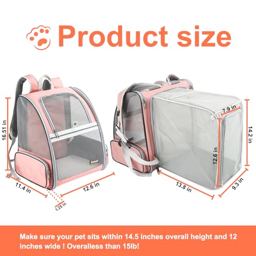 Texsens Innovative Traveler Bubble Backpack Pet Carriers for Cats and Dogs (Expandable-Pink) - color: Expandable-Pink