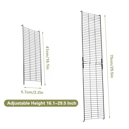 2 PCS Chicken Coop Ramp with Cable Ties, Black Adjustable Length (16.5-29.5 Inch) Iron Wire Ladder for Coop Henhouse Leg Problem or Cannot Fly Chickens, Waterproof