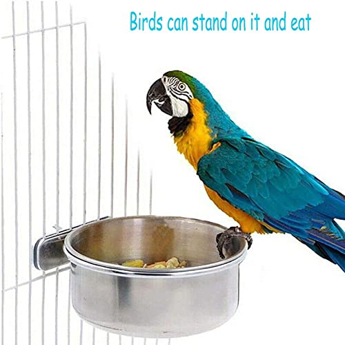 PINVNBY Parrot Feeding Cups Birds Food Dish Stainless Steel Parrot Feeders Water Cage Bowls with Clamp Holder for Cockatiel Conure Budgies Parakeet Macaw Small Animal Chinchilla Pack of 6