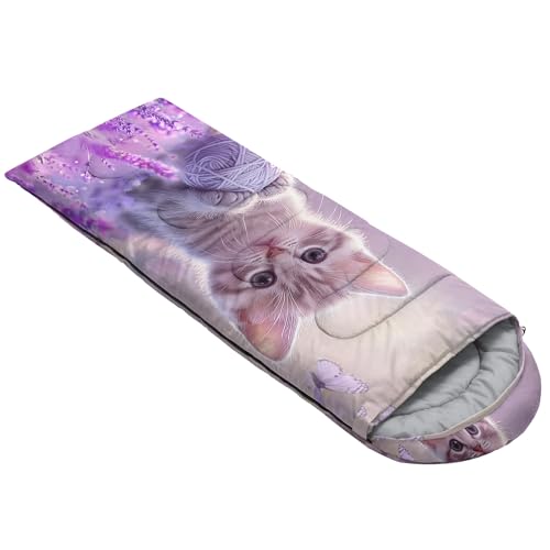 HOSIMA Dear Hunting Pattern Cold Weather Sleeping Bags for Kids Adults. | Black Light Weight Waterproof Sleeping Bags for Outdoors Hiking - color: Purple-c