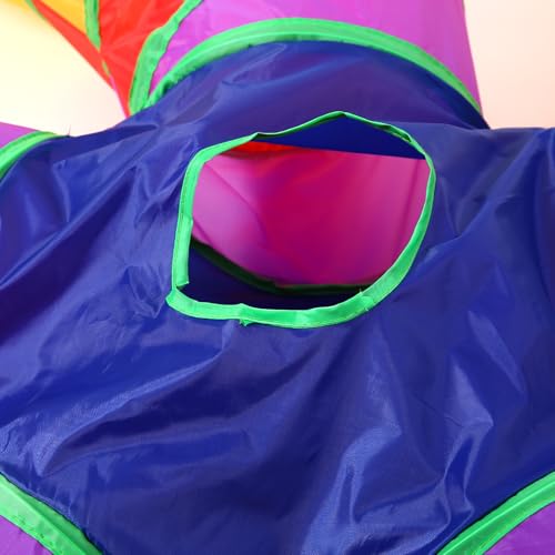 Pet Cat Tunnel, 5 Way Tunnels for Indoor Cats, Collapsible Pet Tunnel for Kitten, Puppy, Rabbit, 25cm-Wide Tunnels, Durable & Breathable, with Peek Hole Toy Ball - color: Angled 5-way Junction Tunnel & Rainbow