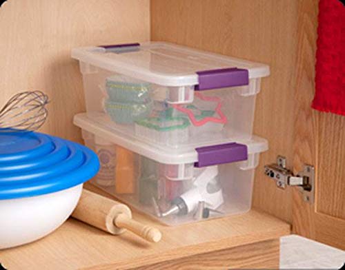 Sterilite 17511712 6 Quart Clearview Latch Storage Container with Plum Handles - size: 6 qt