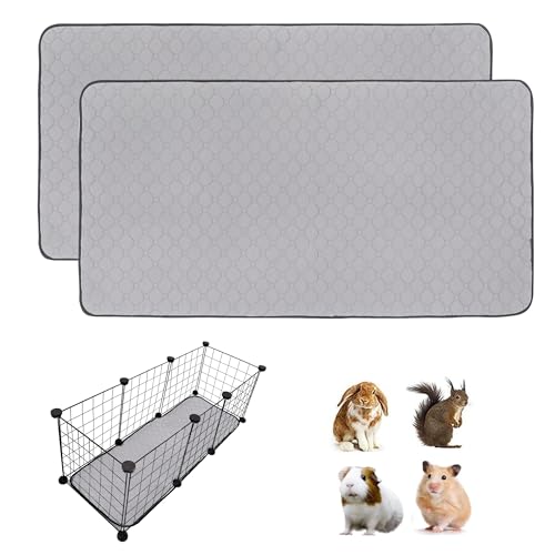 2 Pack Guinea Pig Cage Liners, 14'' X 42'' Washable Guinea Pig Pee Pads, Non Slip Reusable Super Absorbent Guinea Pig Training Mat Bedding Fleece for Small Animals Hamster Rabbit Chinchilla Rat - size: C&C 1x3(14" x 41") 2Pack